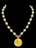 Rosary Bead Coin Necklace