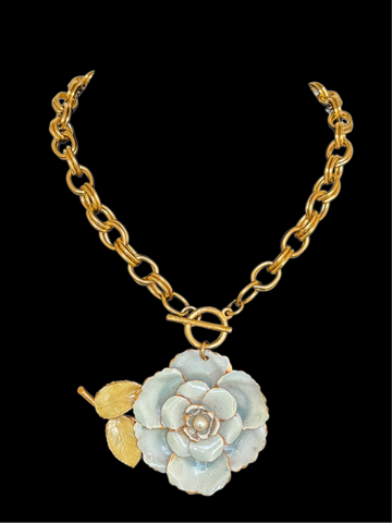 Vintage Sandor Enamel Flower Brooch