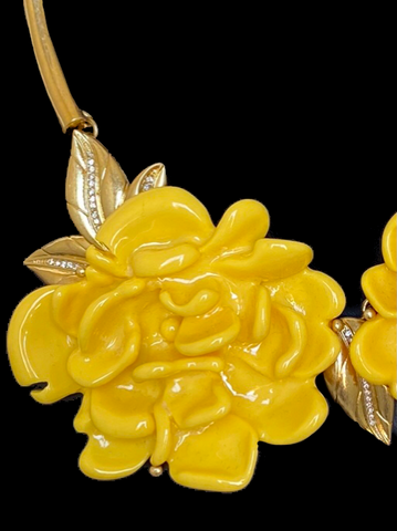 Oscar de la Renta Haute Couture Marigold Resin Necklace and Earring Set